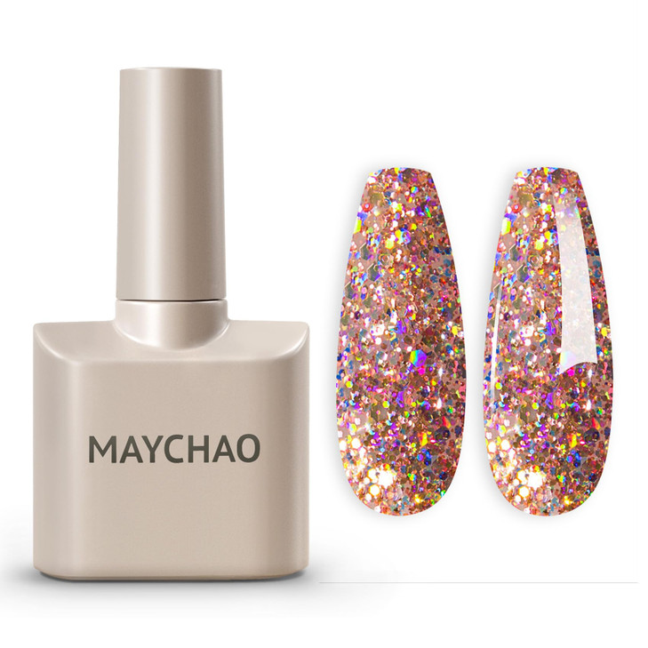 MAYCHAO 15ML Gel Nail Polish 1Pc Clear Pink Glitter Nail Polish Soak Off UV LED Nail Gel Polish Nail Art Starter Manicur