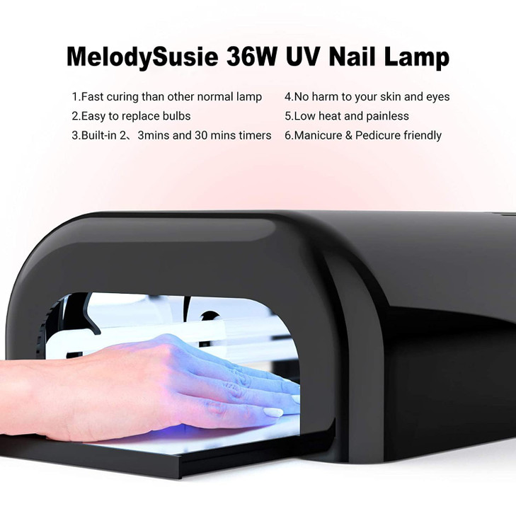 MelodySusie Professional UV Nail Lamp with 4 Light Tubes Metal Sliding Base SPro04 SalonGrade Fast Curing Nail Dryer for