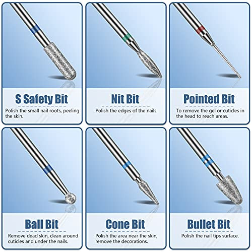 Depvko 13PC Nail Drill Bits Set Drill Bits for Nails 3pcs Tungsten Carbide Drill Bits 3pcs Ceramic Efile Nail Drill Bits