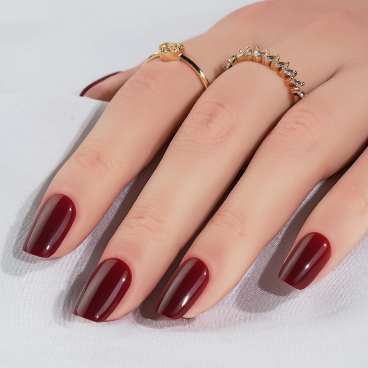 Press On Nails Short Jofay Fashion Acrylic Press On Nails Red Square Glue On Nails with Nail Glue Fit Perfectly Natural