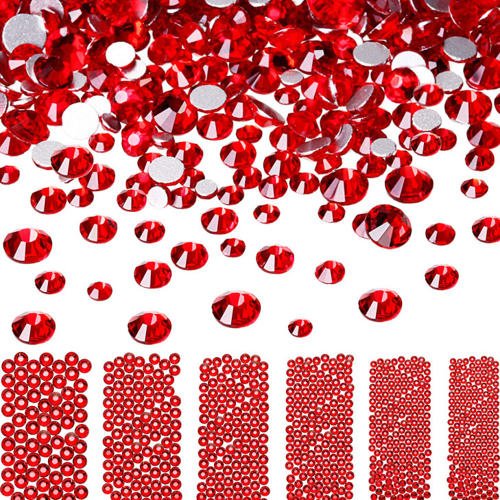 Bememo 3456 Pcs Crystals Diamond Rhinestones AB Clear Flat Back Round Gems Flatback Glass Mixed Size Crystals Gems for C