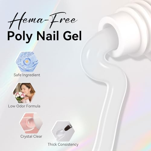 Makartt HemaFree Poly Nail Gel Clear 50ML Gel Builder for NaturalLooking Strengthener 3D Molding Gel for Trendy Nail Art