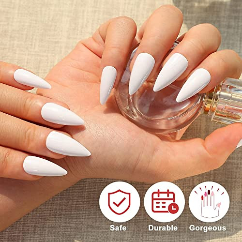 EDA LUXURY BEAUTY WHITE LUXE DESIGN Press On Nails Full Cover Acrylic Nail Kit Artificial Nail Tips False Nails Extra Lo