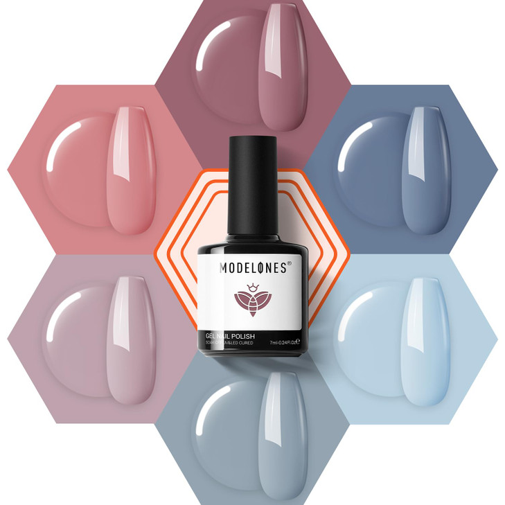 modelones Gel Nail Polish Set 6 Colors Nude Pink Blue Red Gel Polish Set All Seasons Nail Art Soak Off DIY Home Salon Na