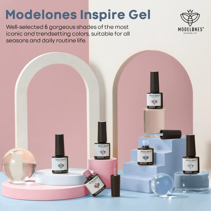 modelones Gel Nail Polish Set 6 Colors Nude Pink Blue Red Gel Polish Set All Seasons Nail Art Soak Off DIY Home Salon Na