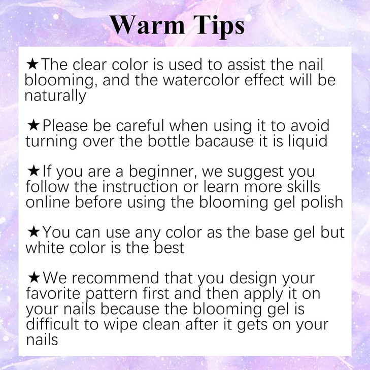 SUPWEE Blooming Nail Polish Watercolor Ink Marble Nail Art Blossom Effect Manicure for Spreading Marble Effect 8 Colors