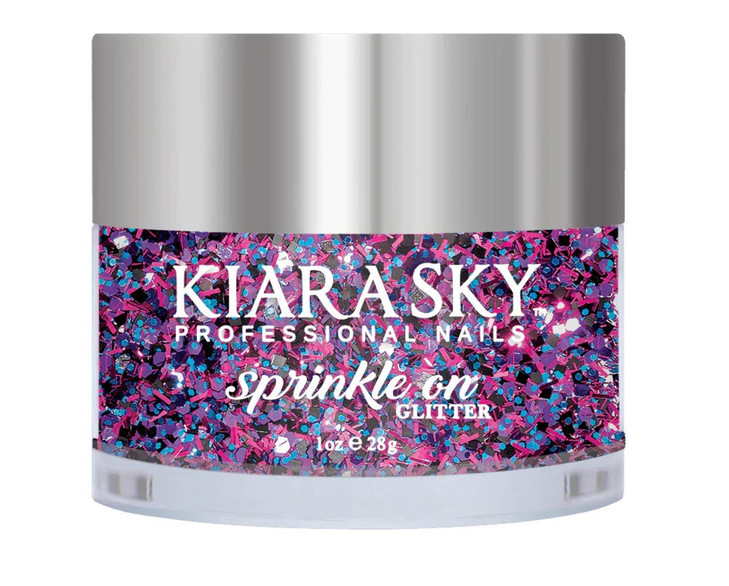 Kiara Sky 3D Glitter Nail Art Sprinkle On Collection 1 oz Mix with Acrylic Gel Polish or dip Powder Nebula