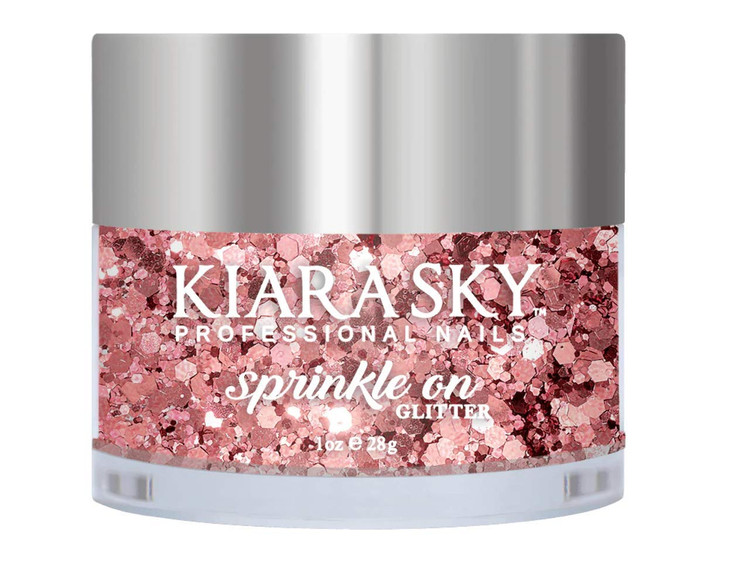Kiara Sky 3D Glitter Nail Art Sprinkle On Collection 1 oz Mix with Acrylic Gel Polish or dip Powder Rose Velvet