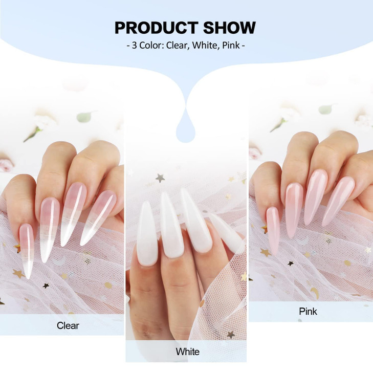 Morovan Acrylic Nail Kit Clear Pink White Powder and Professional Liquid Set for Nail Extension DIY at Home With Brush f
