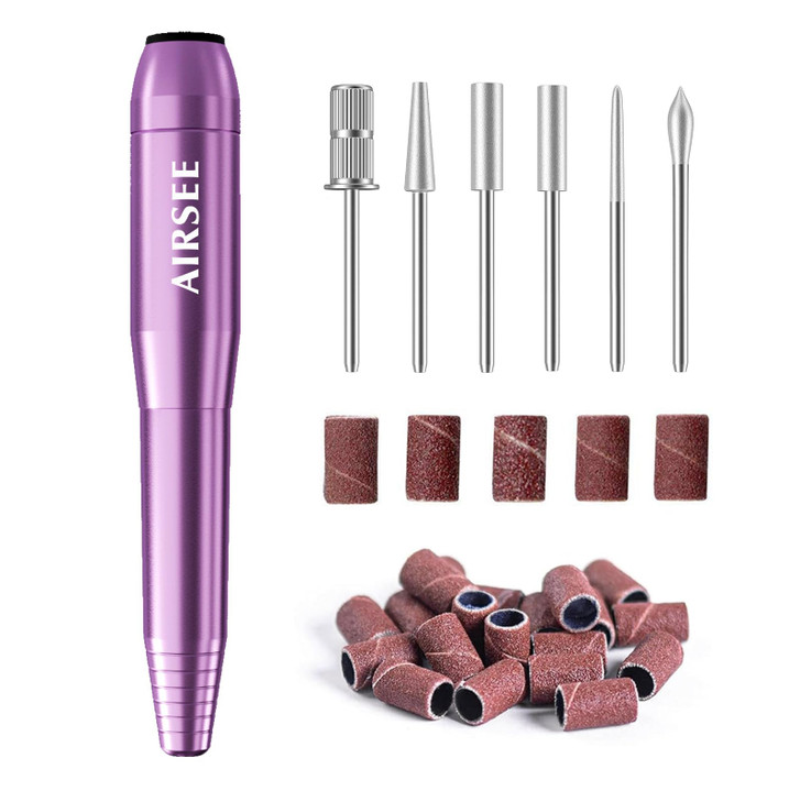 AIRSEE 20000 RPM Nail Drill Machine for Home and Salon Portable Electric Nail File for Manicure Pedicure with 6 Drill Bi