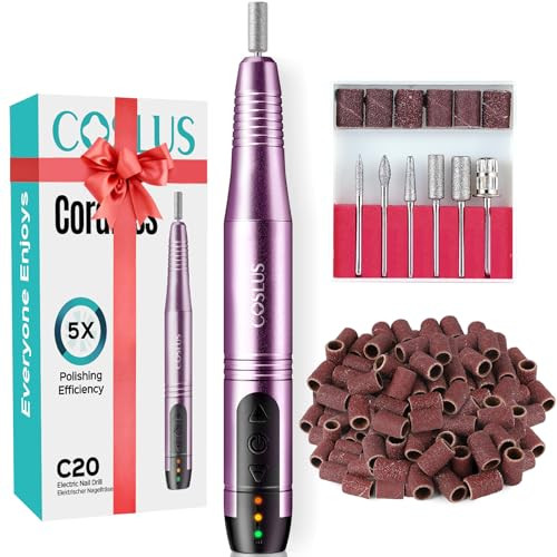 COSLUS C20 Cordless Nail Drill Electric File Professional for Acrylic Gel Dip Powder Nails Portable Nail Drill Machine K