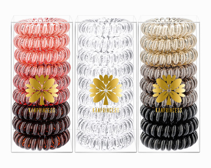 KANPRINCESS 27 PCS Spiral Hair Ties,No Crease Coil Hair Bands, Phone Cord Hair Ties for Thick Hair - Women Ponytail Holder Elastics online at globaldelivered