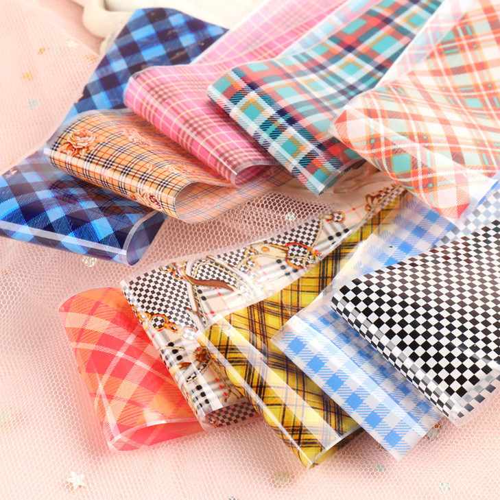 Striped Lattice Nail Art Foils Nails Foil Transfer Stickers Decals Adhesive Holographic Nail Film Design Starry Sky Pape