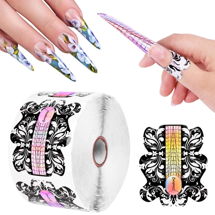 DouborQ 500PCS Acrylic Nail FormsNail Extension TipsNail Forms for Acrylic NailsAcrylic Nail UV Gel Nail Forms Guide Sti
