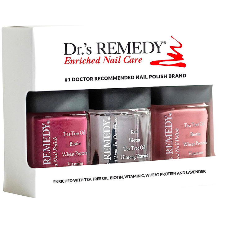 Drs Remedy 3 Pack Nail Polish Kit ANNIVERSARY Kit All Natural Enriched Nail Strengthener Non Toxic and Organic BRAVE Ber