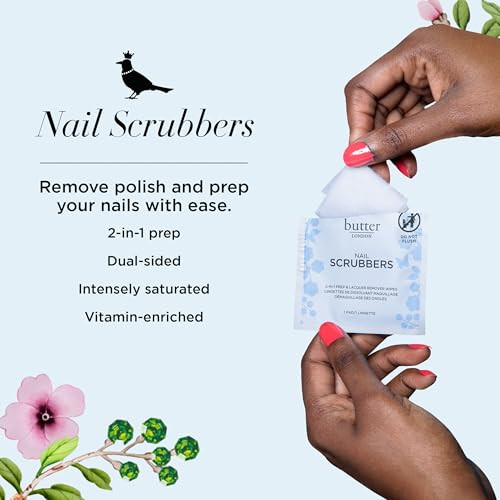Butter LONDON Nail Polish Remover Pads Nail Scrubbers 10 Count 2in1 Prep Lacquer Remover Nail Wipes TravelFriendly Gel F