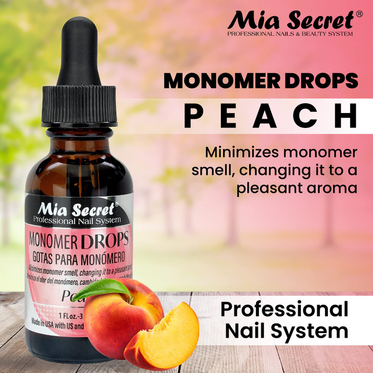 Mia Secret Monomer Drops Peach Scent 1oz Odor Neutralizer Liquid Acrylic