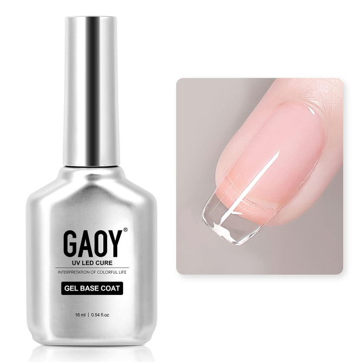 GAOY Gel Base Coat for Gel Nail Polish 16ml No Wipe Clear Foundation for Long Lasting UV Light Cure Nail Art DIY at Home