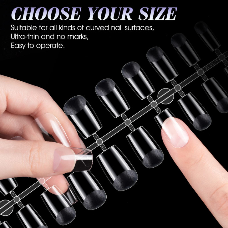 Gelike EC Short Square Nail Tips Soft Gel False Nail Tips Full Cover for Nail Extensions Acrylic Nails Professional Clea