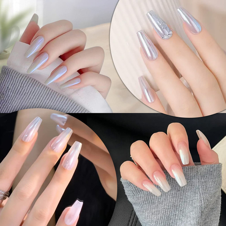 Artdone Chrome Nail Powder Metallic Mirror Glitter Effect Pigment Iridescent Aurora Mermaid Pearl Dust Kit for Gel Polis