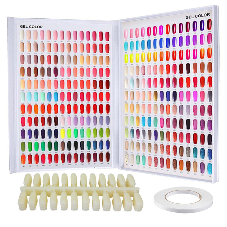 Eyxformula 308 Grids Nail Color Display Book for Swatches Includes 360 False Tips Professional Nail Polish Sample Organi