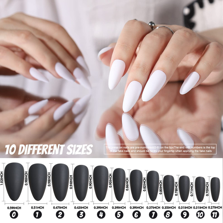 FANDAMEI Press on Nails 12 Packs 288PCS Matte Press on Nails Medium Almond Fake Nails Full Cover Short Almond Glue on Na