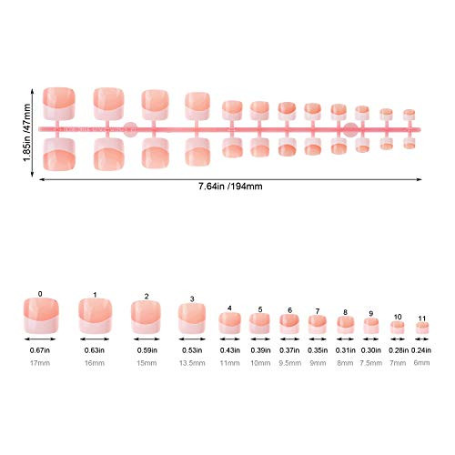 MWOOT 240Pcs Natural French Fake Nails Tips Set Nail Art Decoration Full Cover Pink White False Nail Tips for DIY Salon