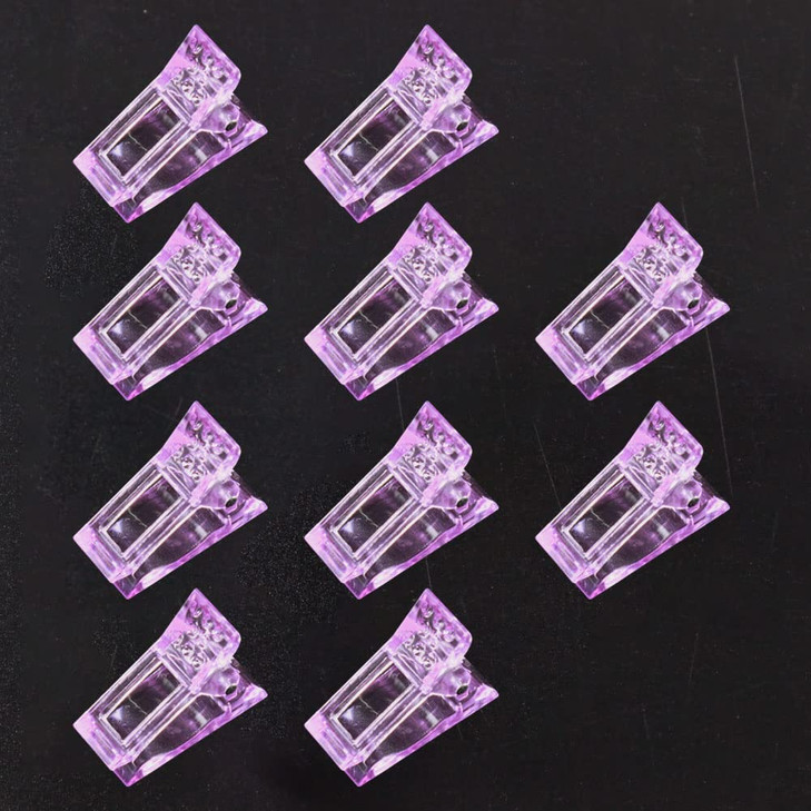 VNC 10 PCS Nail Tips Clip Purple Color for Quick Building Polygel Nail Forms Polygel Nail Extension Forms UV LED Builder