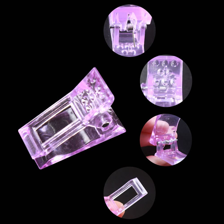 VNC 10 PCS Nail Tips Clip Purple Color for Quick Building Polygel Nail Forms Polygel Nail Extension Forms UV LED Builder