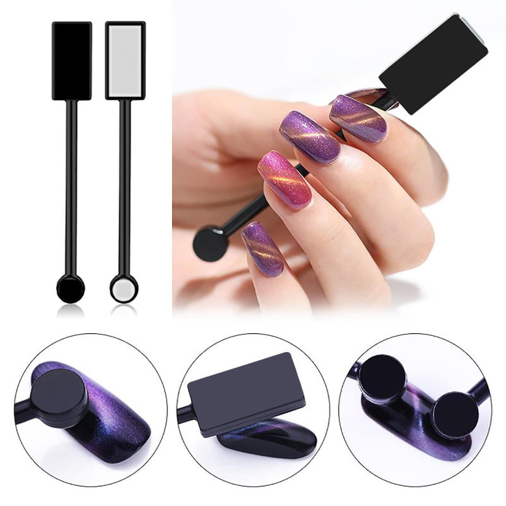 SILPECWEE 15Pcs Nail Magnet Set Cat Eye Gel Nail Polish Magnet Wand Magnetic Nail Polish Cat Eye Magnet for Nails Cat Ey