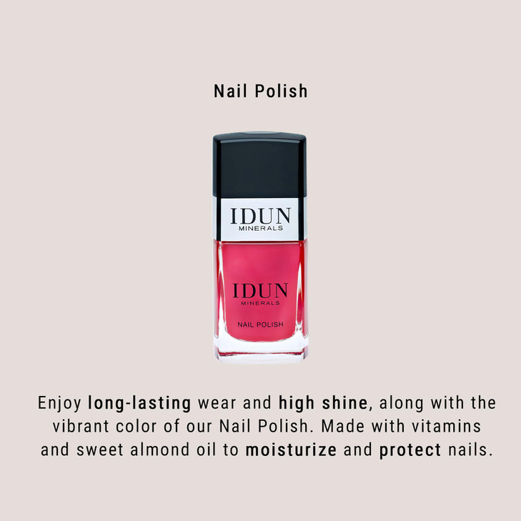 Idun Minerals Nail Polish LongWear HighShine Vegan Formula Infused With Vitamins And Sweet Almond Oil Prevents Cracking