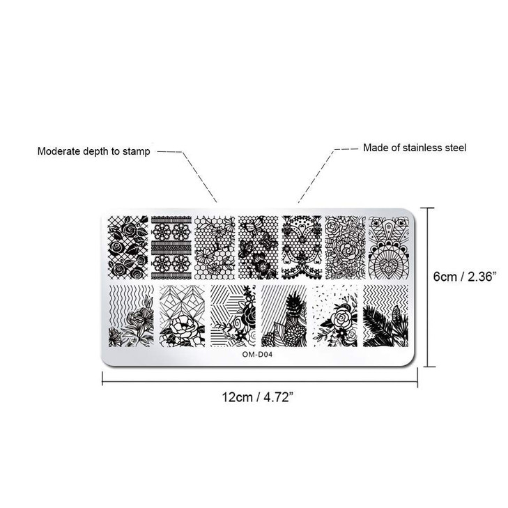 WOKOTO 5pcs Nail Stamping Plates for Nail Art Kit Lace Mandala Flower Animal Nail Image Templates Stamp Kit Design Stamp