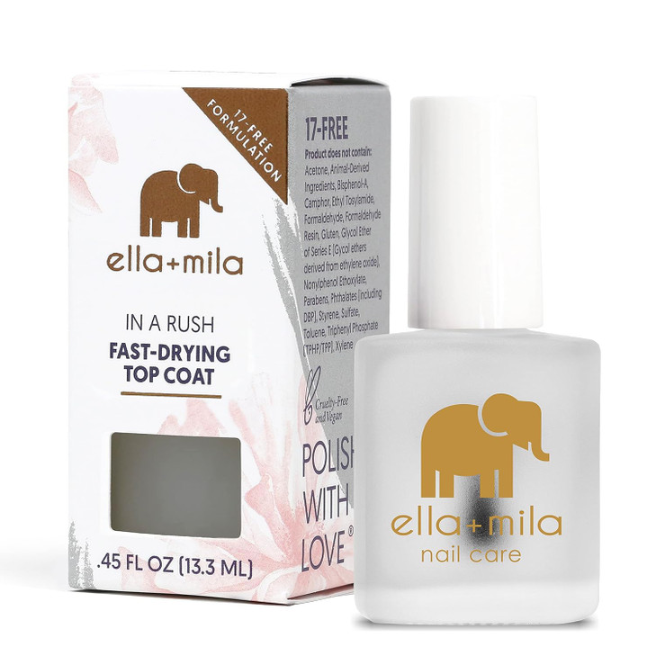 ellamila In a Rush Fast Dry Top Coat Nail Polish Quick Dry Clear Nail Polish with High Gloss Shine Long Lasting Top Coat