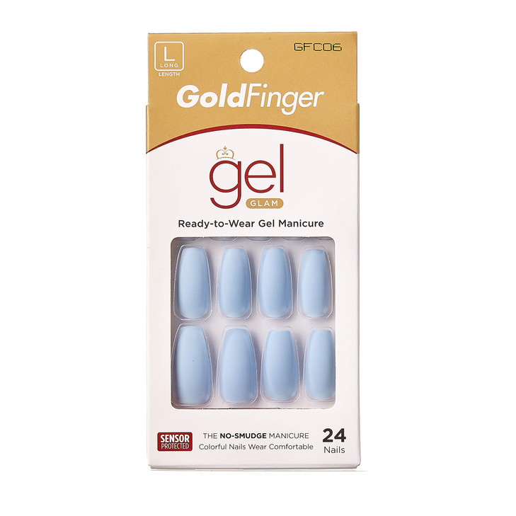 Gold Finger Full Cover Nails Gel Manicure Nails Long Length GFC06 Glue Included