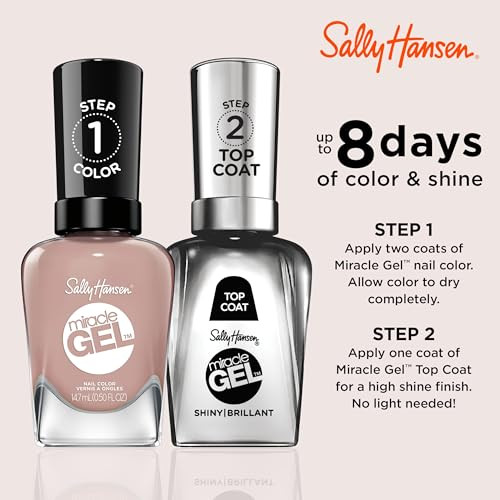 Sally Hansen Miracle Gel Salon Quality Nail Polish GelLike Formula TwoStep System No UV Light Needed Long Lasting Opaque