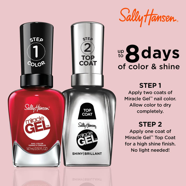 Sally Hansen Miracle Gel Salon Quality Nail Polish GelLike Formula TwoStep System No UV Light Needed Long Lasting Opaque