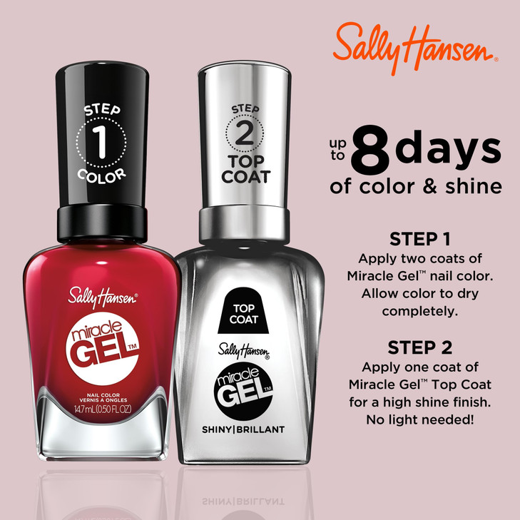 Sally Hansen Miracle Gel Salon Quality Nail Polish GelLike Formula TwoStep System No UV Light Needed Long Lasting Opaque