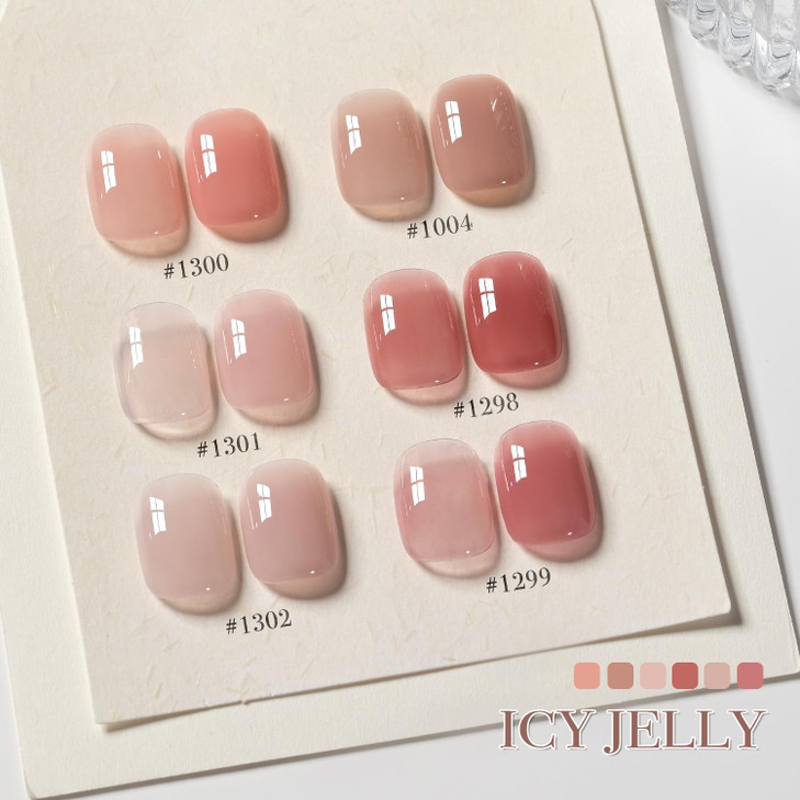 GAOY Jelly Nude Gel Nail Polish Set 6 Transparent Colors Sheer Red Pink Brown Soak Off UV Light Cure Gel Polish Kit for