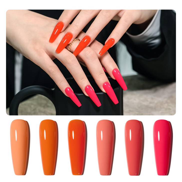 GAOY Coral Orange Gel Nail Polish Pink Red Neon Gel Polish Kit for Salon Manicure and Nail Art DIY at Home Gift for Wome