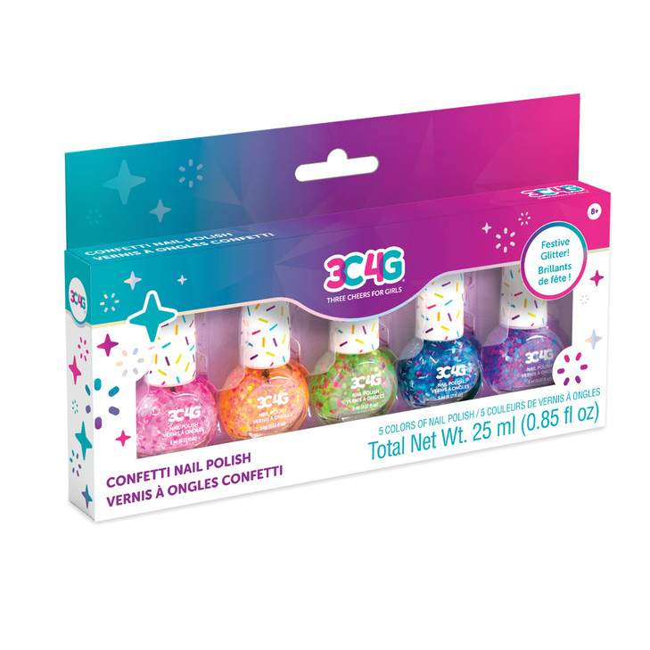 Confetti Nail Polish Set for Girls Teens 5 Fun NonToxic Colors with Sparkling Confetti Safe Nail Polish Kit for Kids Age