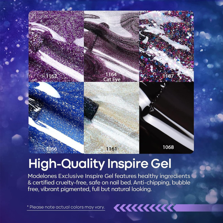 modelones Glitter Gel Nail Polish Set 6 Colors Blue Color Changing Red Cat Eye Magnetic Gel Polish Chameleon Reflective