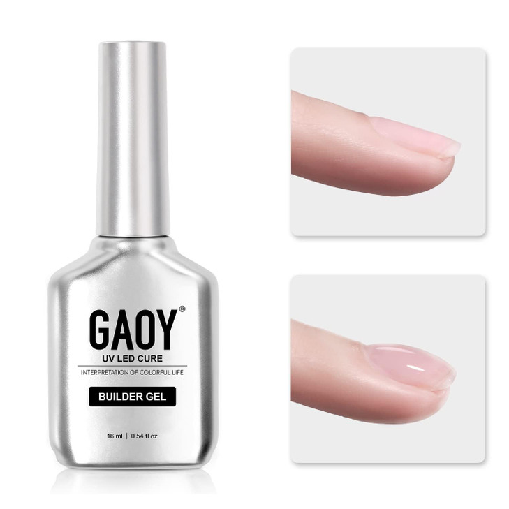 GAOY Clear Builder Gel for Nails 16ml Nail Strengthener in a Bottle Nail Extension Hard Gel Soak Off Long Lasting UV Lig