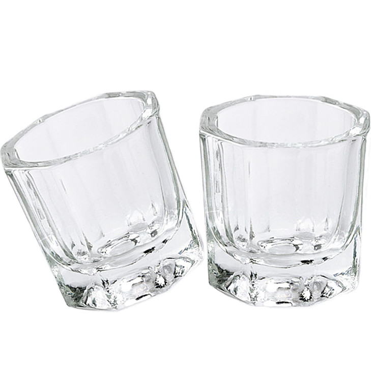 fiezkaa 2 Pcs Clear Nail Dappen Dish Glass Cup for Acetone and Nail Liquid Small Dampen Dish for Acrylic Nails Monomer P