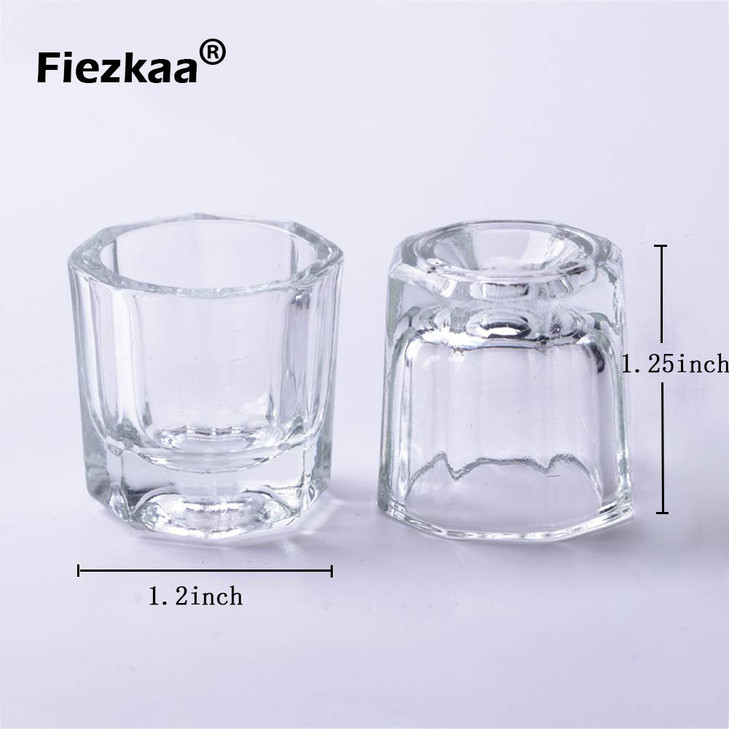 fiezkaa 2 Pcs Clear Nail Dappen Dish Glass Cup for Acetone and Nail Liquid Small Dampen Dish for Acrylic Nails Monomer P