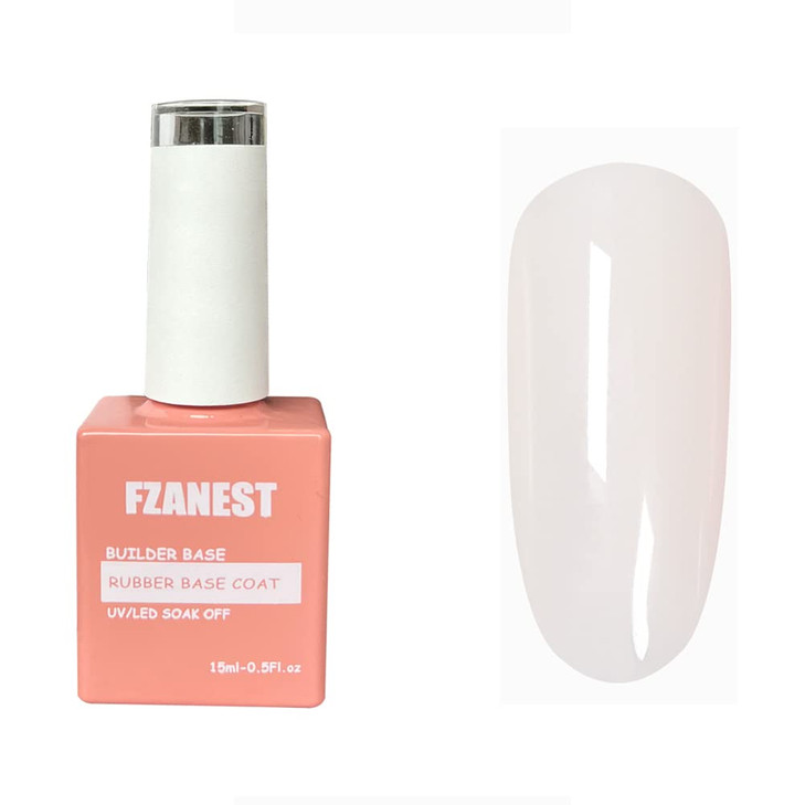 FZANEST Rubber Base Gel For Nails Builder Nail Sheer Jelly Cream White Color Elastic Rubber Base Coat for Nail Strengthe