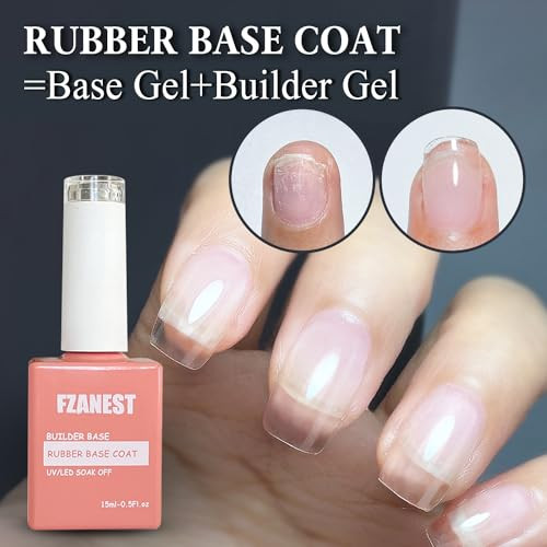 FZANEST Natural Nude Builder Gel For Nails 15ml Rubber Builder Base Jelly Color Gel Polish Rubber Base Coat Nail Extensi