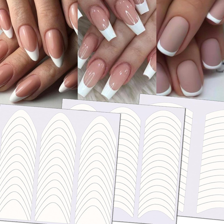 TailaiMei 36 Sheets 1368 Pieces French Manicure Nail Art Stickers 3 Designs SelfAdhesive Nail Tips Guides for DIY Decora