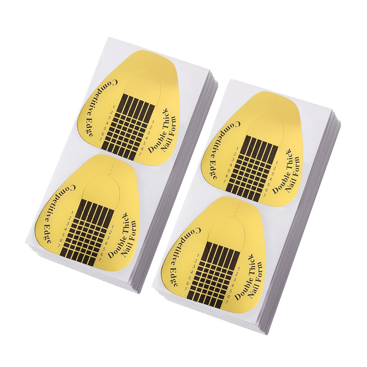 Subay 200Pcs Professional Long Nail Forms for Acrylic Nails Polygel Nails Thick Nail Extension Forms for Nail Art Tips P