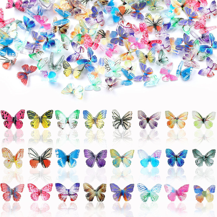 JANYUN 120 Pcs Mini Resin Butterflies Tiny Butterflies for Crafts Mini Butterfly Figurines for DIY Fairy Garden Dollhous
