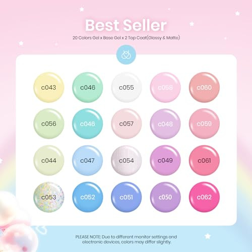beetles Pastel Gel Nail Polish Set 20 Colors Spring Gel Nail Kit Dreamy Town Collection Macaroon Pink Yellow Green Blue
